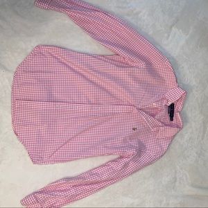 Pink plaid polo shirt